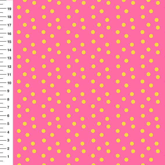 Sintético Doll Poá Amarelo Fundo Rosa - Meia Tigela 50cm x 1,36mt