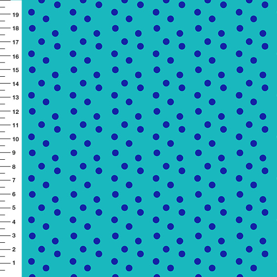 Sintético Doll Poá Azul Fundo Verde Água - Meia Tigela 50cm x 1,36mt