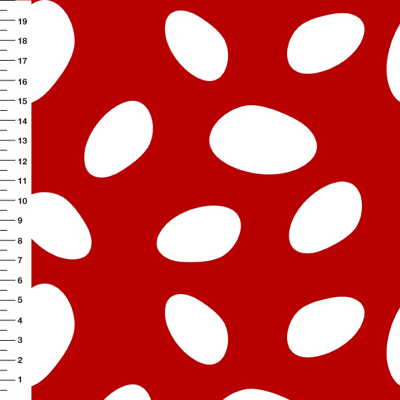 Sintético Doll Poá Grande Branco Fundo Vermelho - Meia Tigela 50cm x 1,36mt