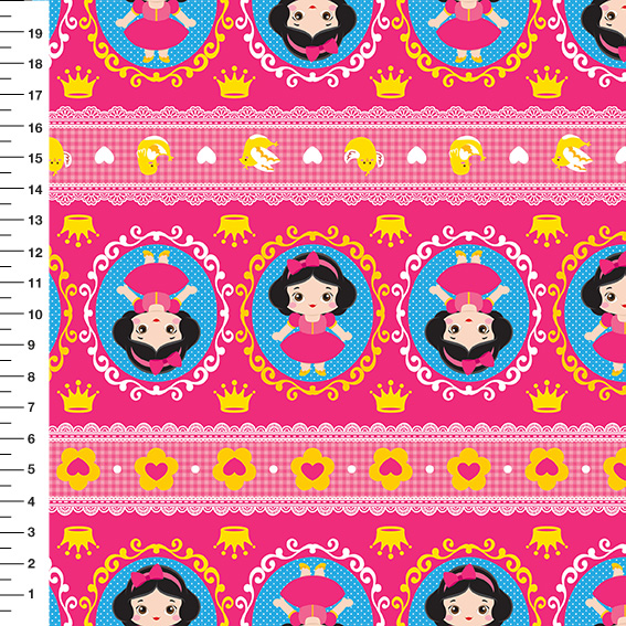 Sintético Doll Princesa Medalhão Barrado Pink - Meia Tigela 50cm x 1,36mt