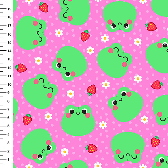 Sintético Doll Sapinhos Poá Fundo Pink - Meia Tigela 50cm x 1,36mt