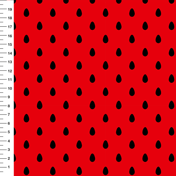 Sintético Doll Sementes de Melancia Fundo Vermelho - Meia Tigela 50cm x 1,36mt