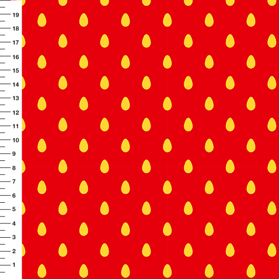 Sintético Doll Sementes de Morango Fundo Vermelho - Meia Tigela 50cm x 1,36mt