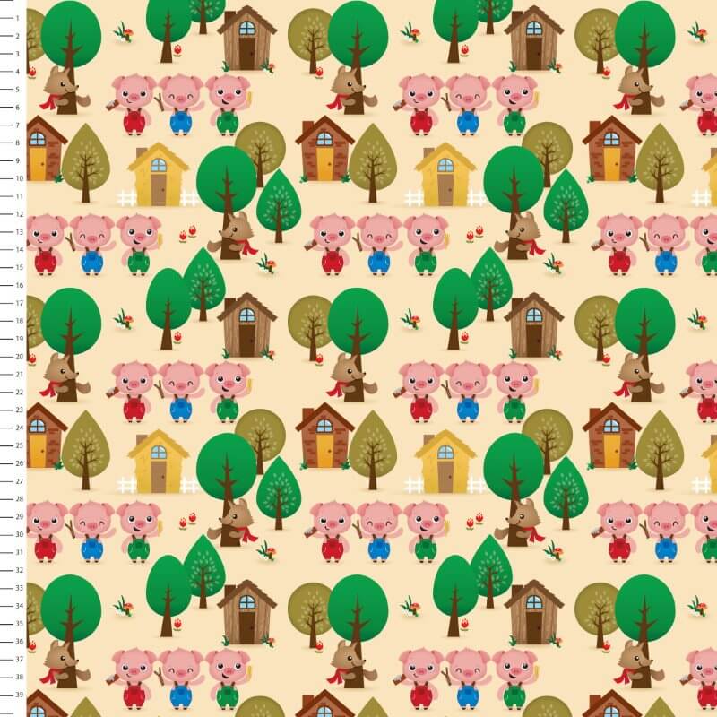 Sintético Doll Três Porquinhos Meia Tigela 9100e2917 50cm x 1,36mt