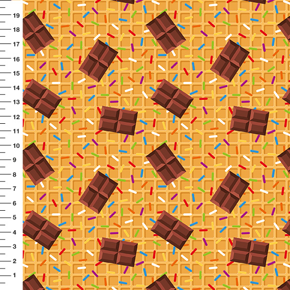 Sintético Doll Waffle com Chocolate e Granulado - Meia Tigela 50cm x 1,36mt