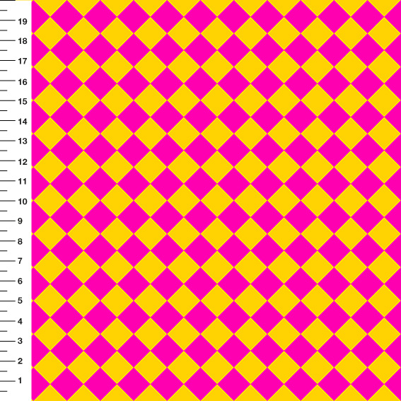 Sintético Doll Xadrez Diagonal Magenta e Amarelo - Meia Tigela 50cm x 1,36mt