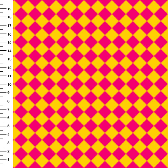 Sintético Doll Xadrez Diagonal Pink e Amarelo - Meia Tigela 50cm x 1,36mt