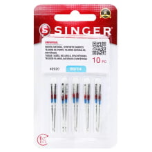 Agulha de Maquina Singer para costura 2020 comum nº14 c/10und AZUL C/ VERMELHO
