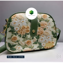 Painel Bolsa Marilene Floral Fundo Verde Água
