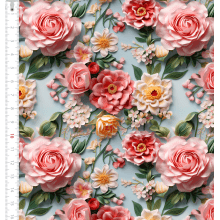 Sarja Estampada Impermeável Rosas Fundo Azul 9100e11434S Sarja Estampada Impermeável Rosas Fundo Azul 9100e11434S