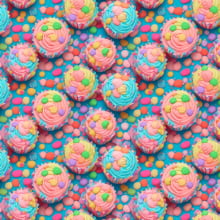 Tecido Sarja Impermeável Cupcakes Coloridos 9017E420