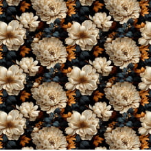Tecido Sarja Impermeável Floral Crisantemos Branca 9017E430