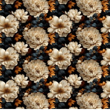 Tecido Sarja Impermeável Floral Crisantemos Branca 9017E430