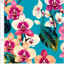 Tecido Sarja Impermeável Orquídias