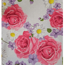 Tecido Sarja Impermeável Rosas Fundo Branco 9100e7317S