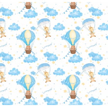 Girafa Paraquedas e Urso Balão Azul - Sintético Doll