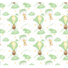 Girafa Paraquedas e Urso Balão Verde - Sintético Doll