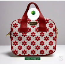 Painel Bolsa Baú Floral Crochê Vermelho