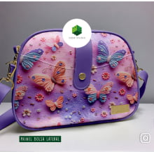 Painel Bolsa Marilene Borboletas Roxo e Rosa