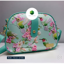 Painel Bolsa Marilene Pássaro Fundo Verde Água