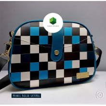 Painel Bolsa Marilene Trama Xadrez Azul e Preto