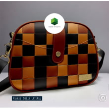 Painel Bolsa Marilene Trama Xadrez Bege Marrom e Preto