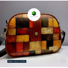 Painel Bolsa Marilene Trama Xadrez Bege Vermelho Marrom