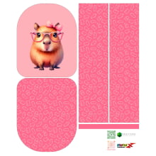 Painel Mochila Média Capivara Rosa - Sintético Doll Estampado