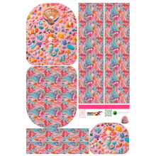 Painel Mochila Média Sereia com Bolso - Dzen Sintético Doll Estampado