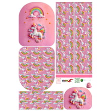 Painel Mochila Média Unicórnio Com Bolso - Dzen Sintético Doll Estampado