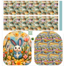 Painel Mochila Mini Páscoa 2 Azul- Dzen Sintético Doll Estampado