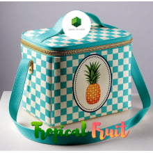 Painel Sintético Doll Lancheira Fruit Azul Abacaxi