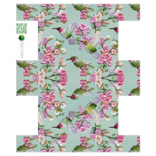 Painel Sintético Doll Necessarie Pássaro Fundo Verde Água