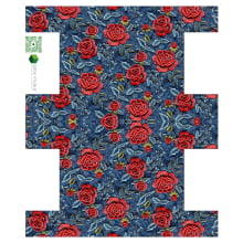 Painel Sintético Doll Necessarie Rosas Vermelhas Fundo Jeans