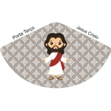 Porta Terço Jesus Cristo Fundo Cinza - Sintético Doll
