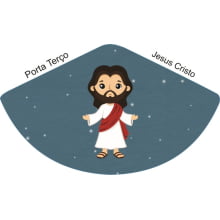 Porta Terço Jesus Cristo Fundo Petroleo - Sintético Doll