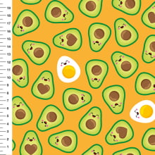 Sintético Doll Abacate e Ovo Fundo Laranja - Meia Tigela 50cm x 1,36mt Sintético Doll Abacate e Ovo Fundo Laranja - Meia Tigela 50cm x 1,36mt