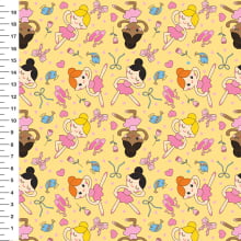 Sintético Doll Bailarinas Fundo Amarelo - Meia Tigela 50cm x 1,36mt Sintético Doll Bailarinas Fundo Amarelo - Meia Tigela 50cm x 1,36mt