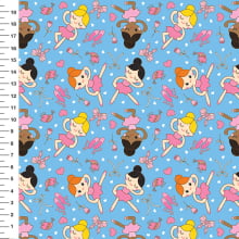 Sintético Doll Bailarinas Fundo Azul - Meia Tigela 50cm x 1,36mt Sintético Doll Bailarinas Fundo Azul - Meia Tigela 50cm x 1,36mt