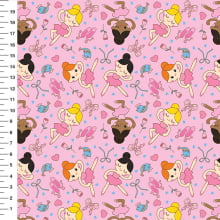 Sintético Doll Bailarinas Fundo Rosa - Meia Tigela 50cm x 1,36mt Sintético Doll Bailarinas Fundo Rosa - Meia Tigela 50cm x 1,36mt