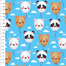 Sintético Doll Balões Ursinhos Fundo Azul - Meia Tigela 50cm x 1,36mt Sintético Doll Balões Ursinhos Fundo Azul - Meia Tigela 50cm x 1,36mt