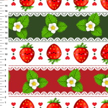 Sintético Doll Barrado Morangos Verde e Vermelho - Meia Tigela 50cm x 1,36mt Sintético Doll Barrado Morangos Verde e Vermelho - Meia Tigela 50cm x 1,36mt