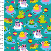 Sintético Doll Bichinhos na Piscina Fundo Petróleo - Meia Tigela 50cm x 1,36mt Sintético Doll Bichinhos na Piscina Fundo Petróleo - Meia Tigela 50cm x 1,36mt