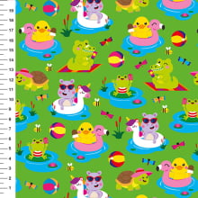 Sintético Doll Bichinhos na Piscina Fundo Verde - Meia Tigela 50cm x 1,36mt Sintético Doll Bichinhos na Piscina Fundo Verde - Meia Tigela 50cm x 1,36mt