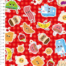 Sintético Doll Café da Manhã Xadrez Fundo Vermelho - Meia Tigela 50cm x 1,36mt