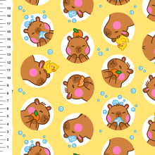 Sintético Doll Capivara Círculos Fundo Amarelo - Meia Tigela 50cm x 1,36mt Sintético Doll Capivara Círculos Fundo Amarelo - Meia Tigela 50cm x 1,36mt