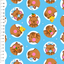 Sintético Doll Capivara Círculos Fundo Azul - Meia Tigela 50cm x 1,36mt Sintético Doll Capivara Círculos Fundo Azul - Meia Tigela 50cm x 1,36mt
