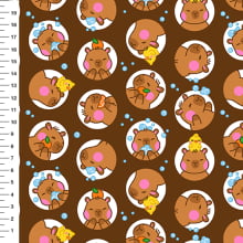 Sintético Doll Capivara Círculos Fundo Marrom 3,3 - Meia Tigela 50cm x 1,36mt Sintético Doll Capivara Círculos Fundo Marrom 3,3 - Meia Tigela 50cm x 1,36mt