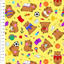 Sintético Doll Capivara Escolar Fundo Amarelo - Meia Tigela 50cm x 1,36mt Sintético Doll Capivara Escolar Fundo Amarelo - Meia Tigela 50cm x 1,36mt