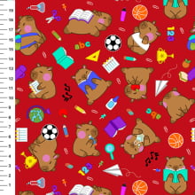 Sintético Doll Capivara Escolar Fundo Vermelho - Meia Tigela 50cm x 1,36mt Sintético Doll Capivara Escolar Fundo Vermelho - Meia Tigela 50cm x 1,36mt